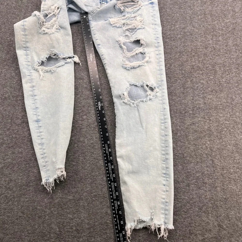 H&M &Denim Womens High Waist Super Skinny Distressed Jeans Light Wash Size 12
